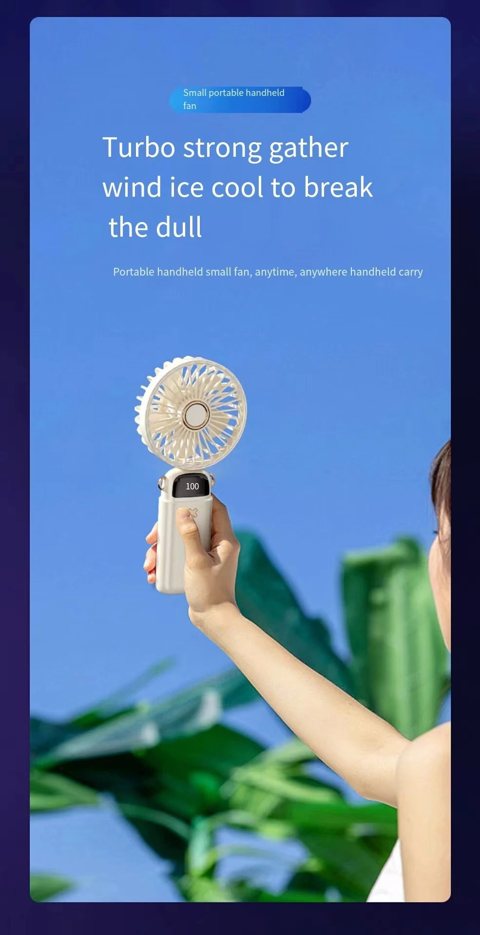 New Handheld Small Fan USB Portable Digital Display silentOffice DeskStudent on Dormitory Charging Outdoor Fan