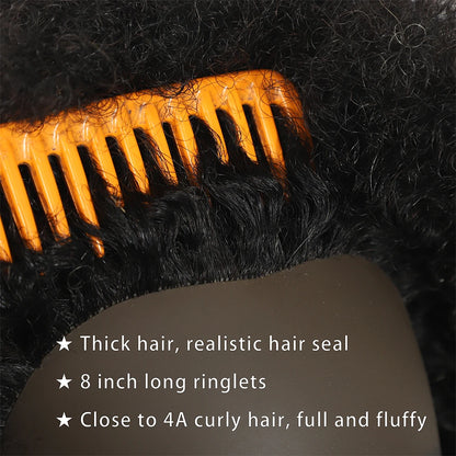 8 Inch 100% Human Hair Afro Mannequin Head  Traininghead Styling Braid Hair Dolls Head for Practicing Cornrows and Braids