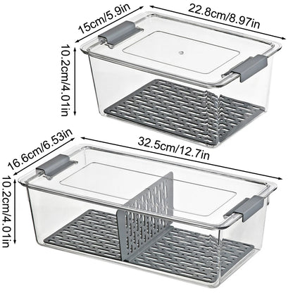 Fridge Organizer Stackable Refrigerator Organizer Bins with Lids Clear Fruit Storage Containers Freezer Pantry Kitchen Boxes