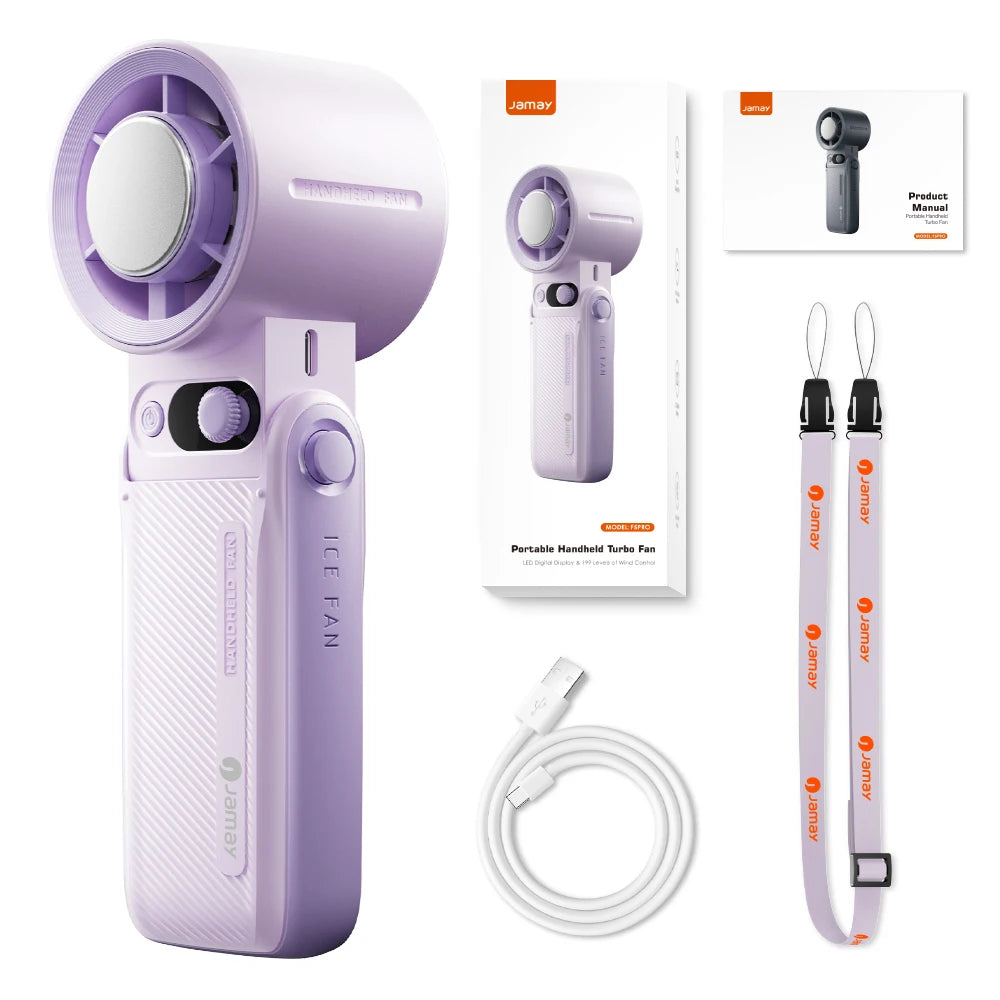 Portable Handheld fan Strong Wind 199 Gear Wind speed LED Digital Display Adjustable Turbo Portable Outdoor Handheld 8000mAh