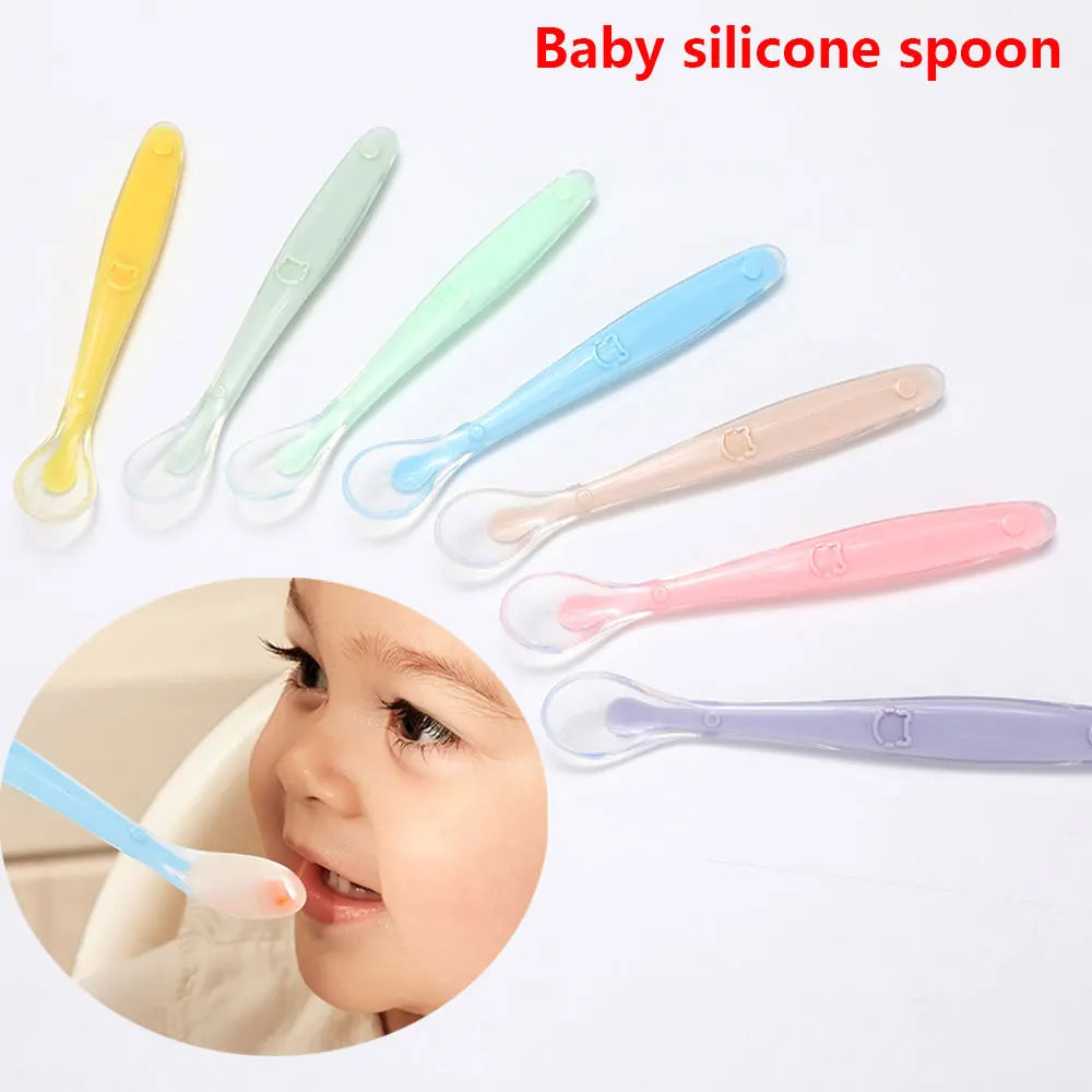 2 pcs Silicone Spoon for Baby Infant Feeder Spoons for Children Kids Soft Safety Feeding Spoons BPA Free Baby Utensils Flatware