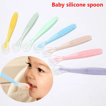 2 pcs Silicone Spoon for Baby Infant Feeder Spoons for Children Kids Soft Safety Feeding Spoons BPA Free Baby Utensils Flatware
