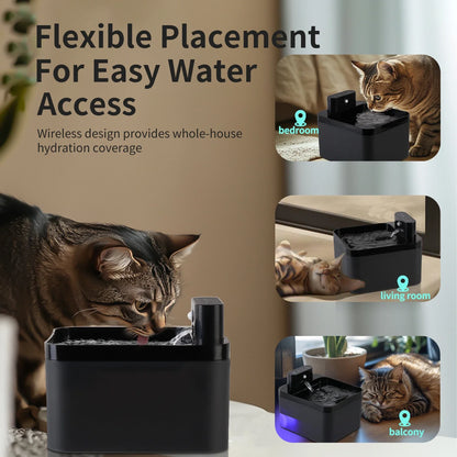 2.2LCat Water Fountain Battery & Sensor 2 in 1 Drinking Fountain For Cats Dog Drinker Wireless Pet Water Dispenser Accessories