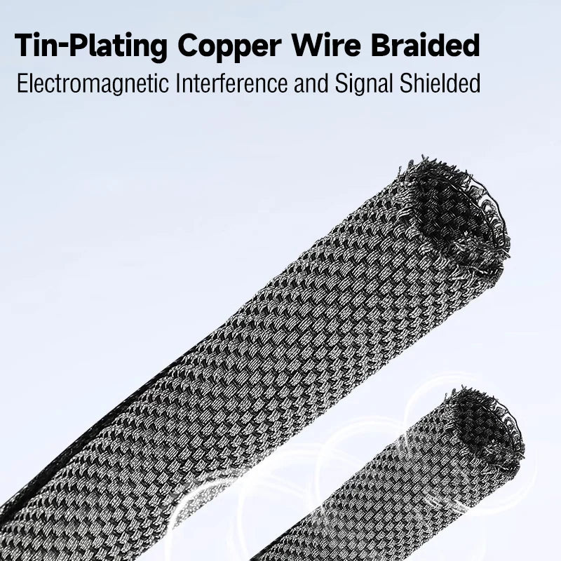 5-8mm Thermoresistant Tin Plating Cable Tube Sleeve EMI Shielded Flexible Wire Wrap Cover Line Cord Organizers Cable Management