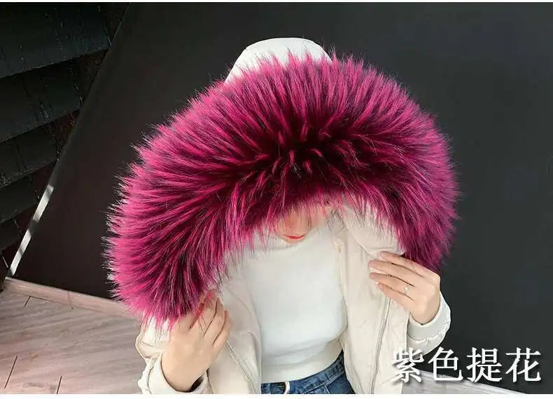 Detachable Faux Fur Collar Extra Large Warm Fake Fur Scarf Wrap Evening Cape For Winter Womens Coat Faux Fur Hood Ttrim Collar