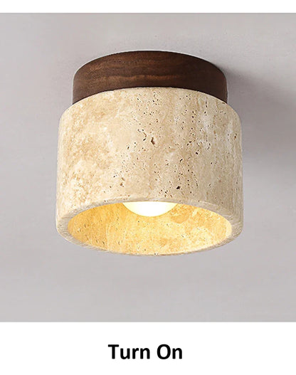 Wabi Sabi Yellow Marble Ceiling Light Lobby Entrance Corridor Balcony Restaurant Hotel Aisle Travertine Decorative Lamp
