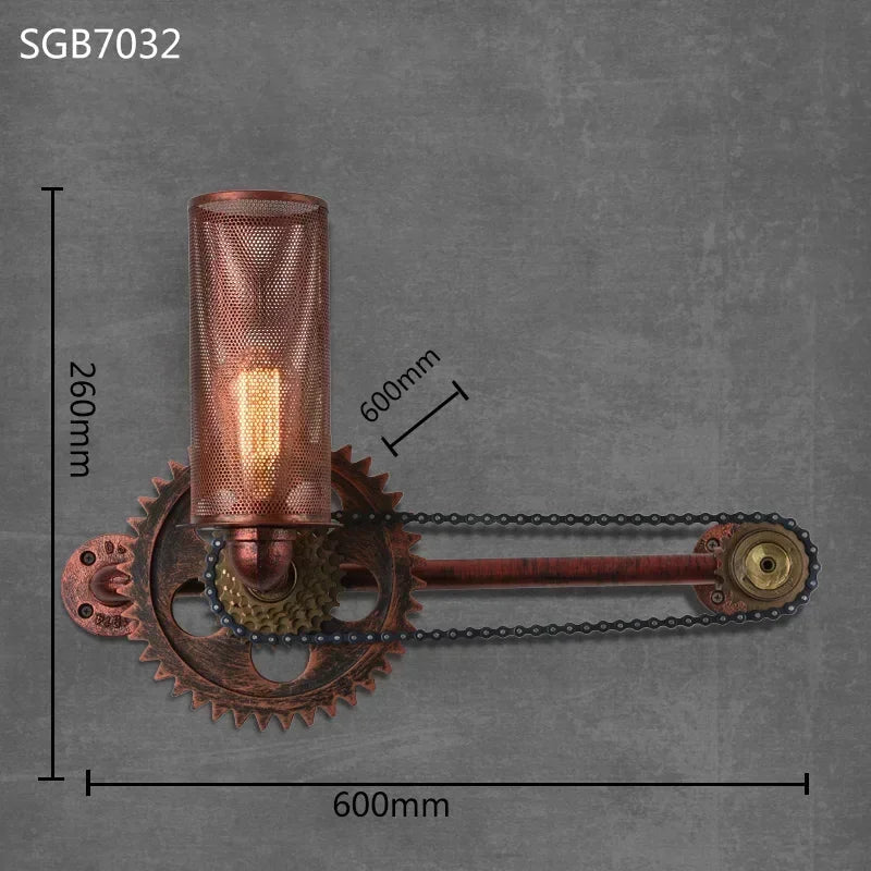 Industrial Style Wall Lamp Living Room Personalized Creative Gear Water Pipe Bedroom Decorative Wall Hangings Wall Retro Lamps