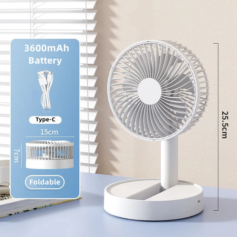 USB Foldable Fan with 4 Speeds ＆ Timing,Battery Operated Mini Fan for Bedroom, Indoor or Outdoor,Table Fan