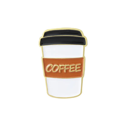 Creative Coffee Enamel Brooch Spaceship Coffee Elements Need By Coffee Power Books Cat Coffee Cups Metal Badge Lapel Pin Jewelry