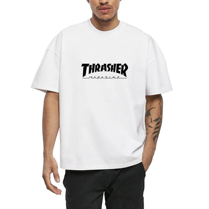 2025 T-shirts for Men Personalized T-Thrashers Y2k Clothing High Quality Summer Tops Vintage Streetwear Short Sleeve Tee White