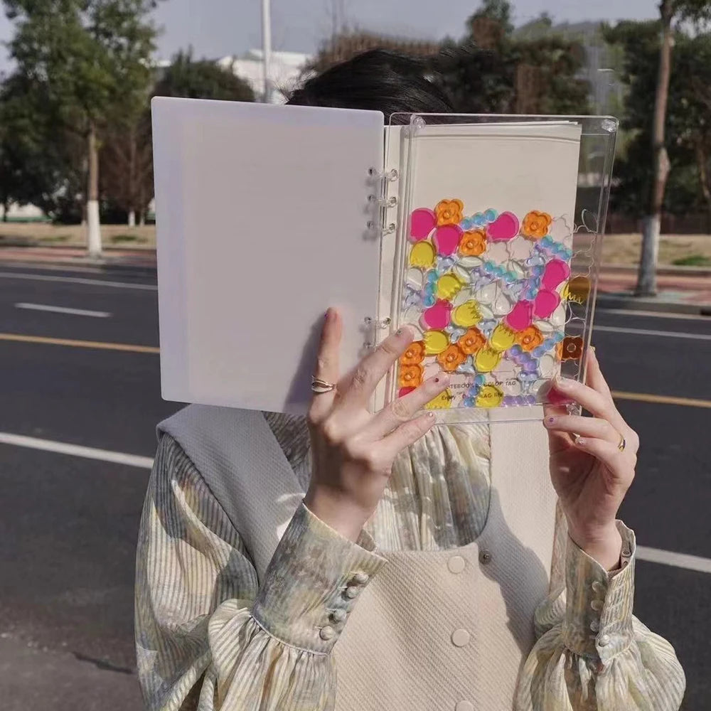 Transparent And Visible Acrylic Notebook Diy Creative Stationery A7/A5 Notebook Quicksand Loose Leaf Notebooks Students Supplies