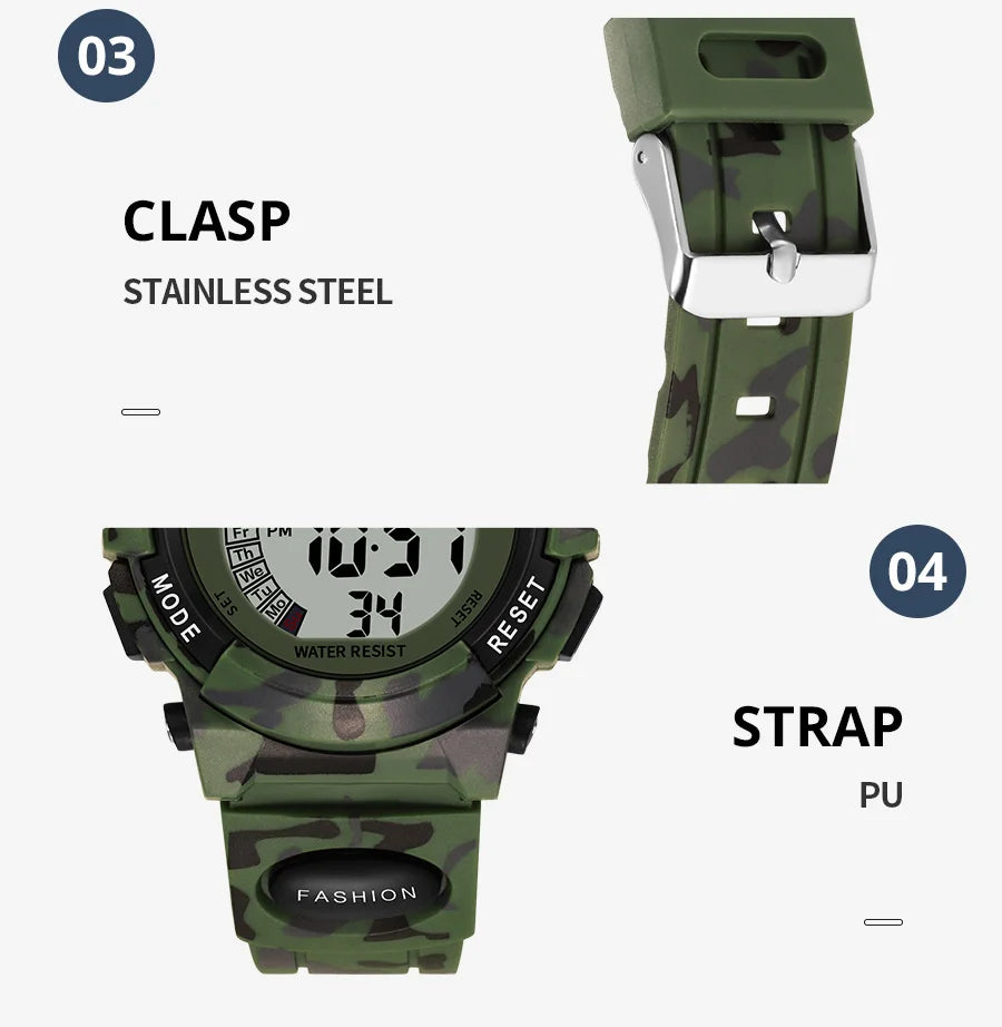 Kids Watch,Boys Watch for 3-15 Year Old Boys,Digital Sport Outdoor Multifunctional 50 M Waterproof Alarm Watch for Children