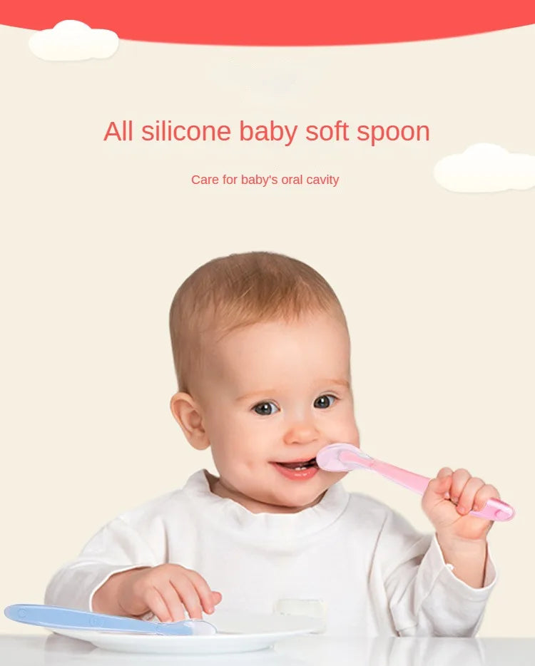 10 Pcs Baby Feeding Spoon Soft Silicone Spoons Training Spoon for Child kids Infants Temperature Sensing Feeding Feeder Flatware