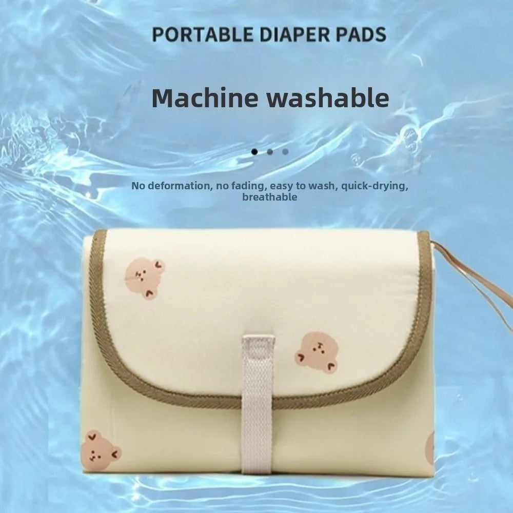 Foldable Diaper Changing Pad Bear Waterproof Baby Infant Diaper Urine Mat Easy To Clean Comfortable Bedding Changing Cover Pad