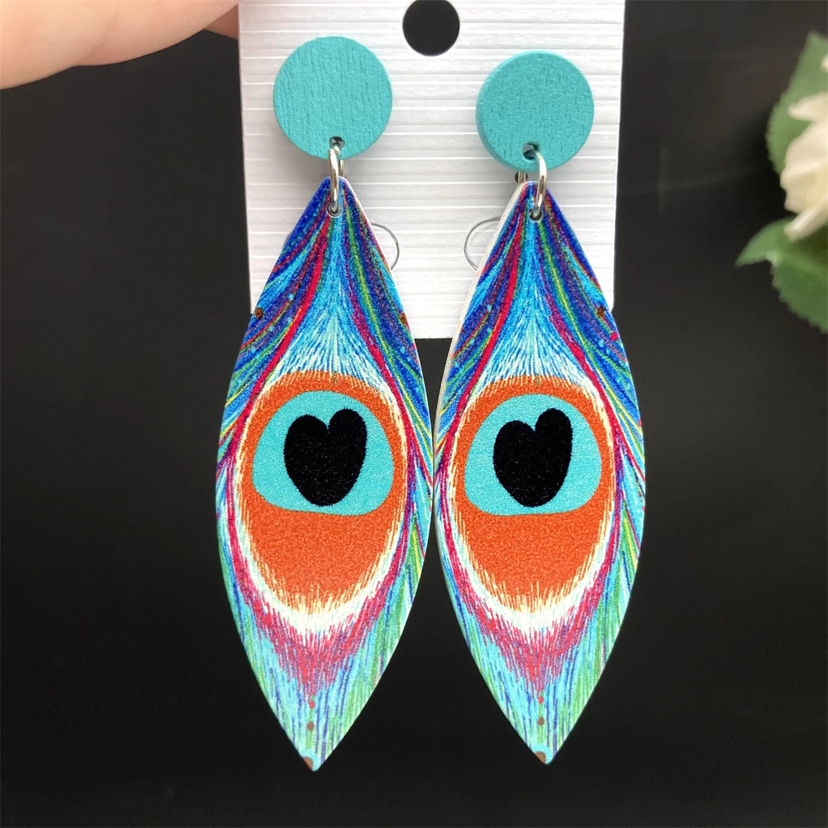 Bohemian Ethnic Big Colorful Painted Wooden Earrings for Women Creative Design Geometric Statement Dangle Earring Female Jewelry