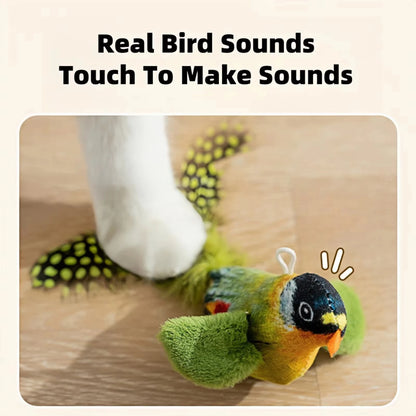 Interactive Cat Toy for Indoor Cats Realistic Bird Sound Plush Catnip Toy Entertaining Kitten Playtime Essential