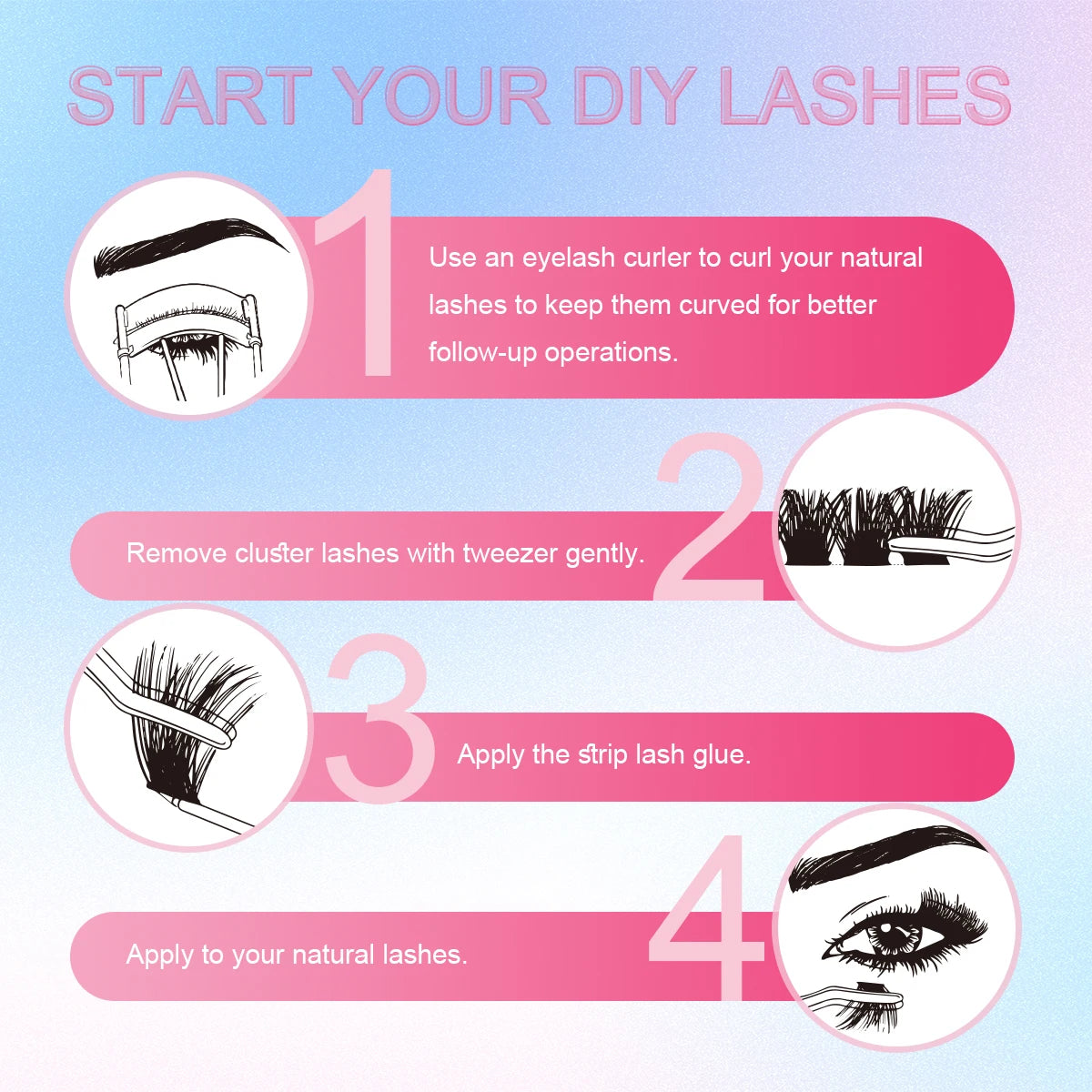 14 Rows DIY Lash Extension Kit Volume Lash Clusters Mix Curl Individual Lashes Kit with Lash Bond and Seal Lash Tweezers Remover