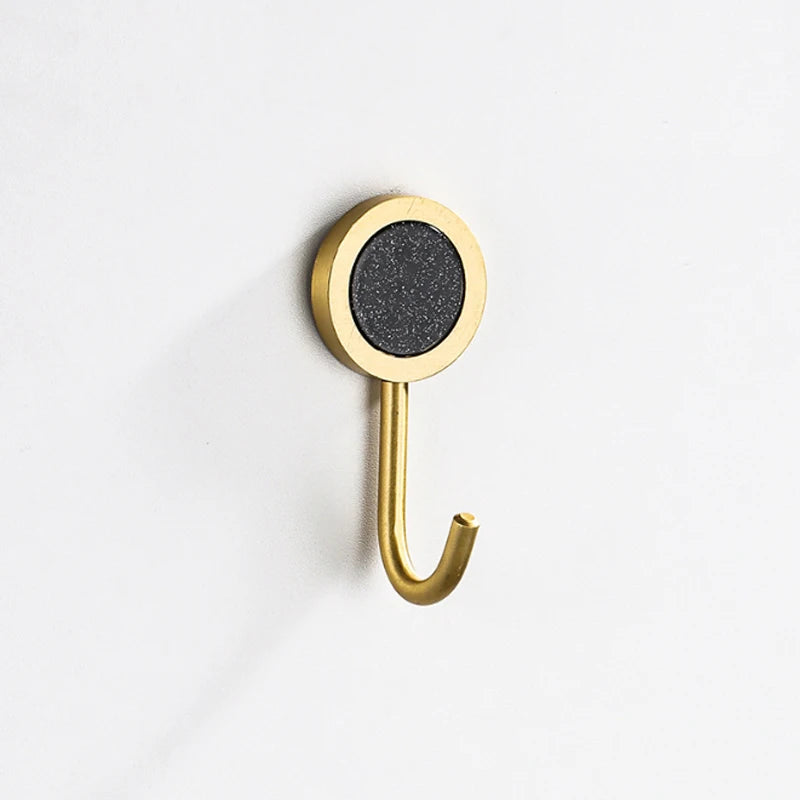 Gold Robe Hook Space Aluminum Wall Mounted Adhesive Hat Key Hooks Coat Towel Holder Home Decor For Kitchen Bathroom Hardware