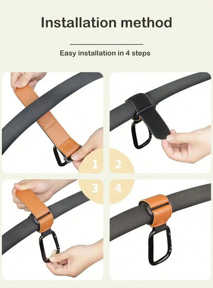 1/2pcs PU Leather Baby Bag Stroller Hook Pram Cart Organizer 360 Degree Rotatable Hook High-quality Crochet Stroller Accessories