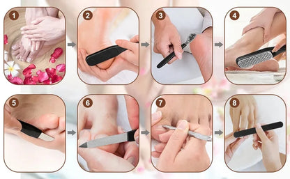 27PCS Foot Care Tool Pedicure Manicure Kit Set Stainless Steel Peeling Exfoliating Callus Dead Skin Remover Foot Scrubbing Brush