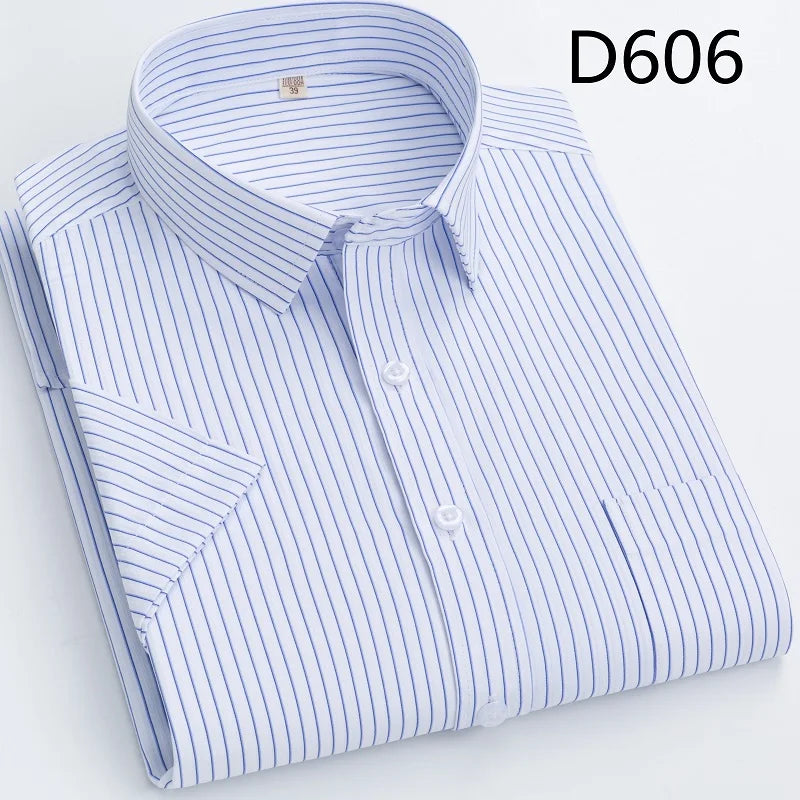 Men's short-sleeved shirt casual non-ironing anti-wrinkle spring summer shirt top high-quality slim-fit formal wear to work