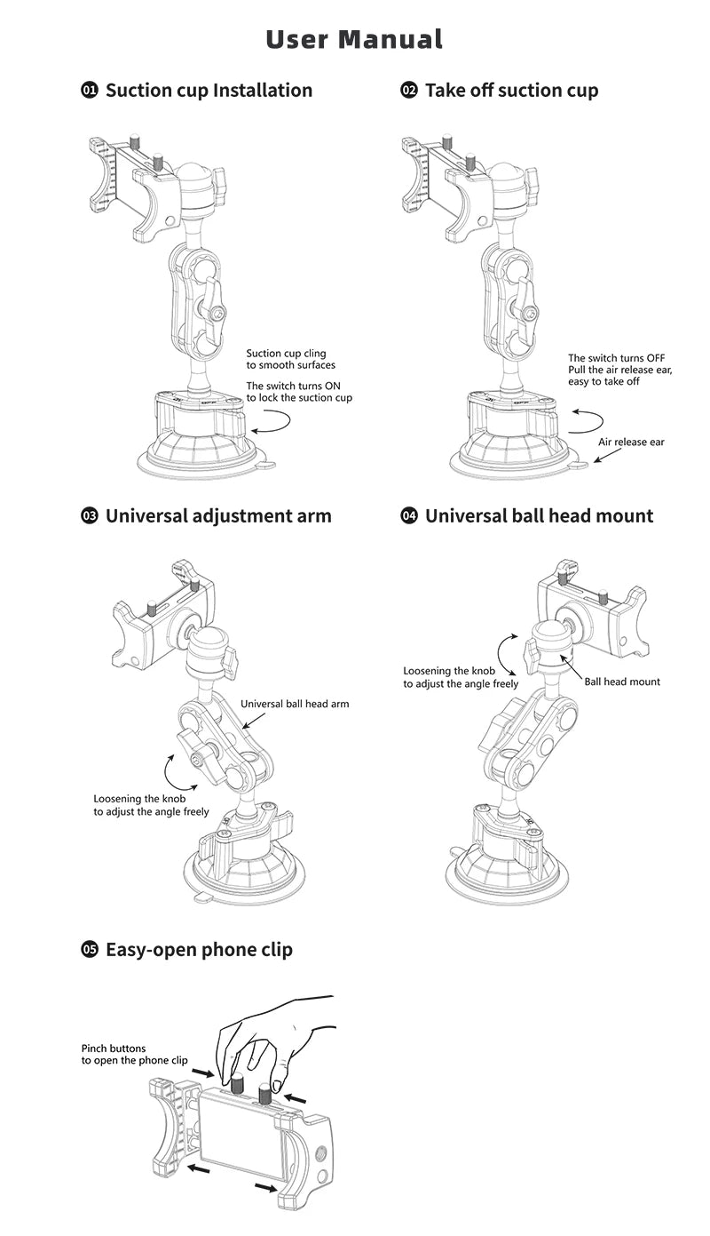 Car Phone Holder Windscreen Mount,Dashboard Phone Holder, Strong Suction Cup Phone Mount ,360°Mobile Phone Holder for Windshield