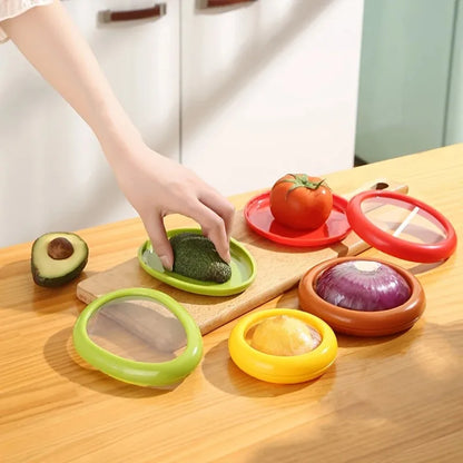1pc/4pcs Reusable Food Freshness Preservation Pods with Stretchable TPU Lids - Food Storage Containers for Fruit & Vegetable - W