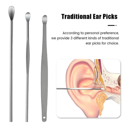 Ear Cleaning Tool Stainless Steel Ear Pick Kit &1Pc Storage Bag Earwax Remover Tool