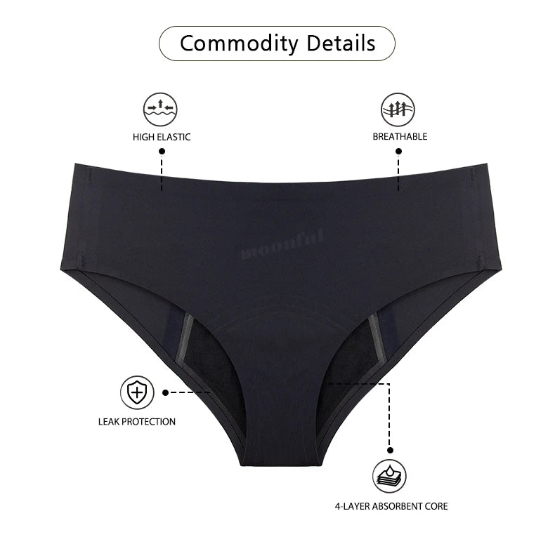 Menstrual Panties for Women Seamless Period Panties Leak Proof Menstrual Briefs Heavy Absorbent Underwear Culotte Menstruelle
