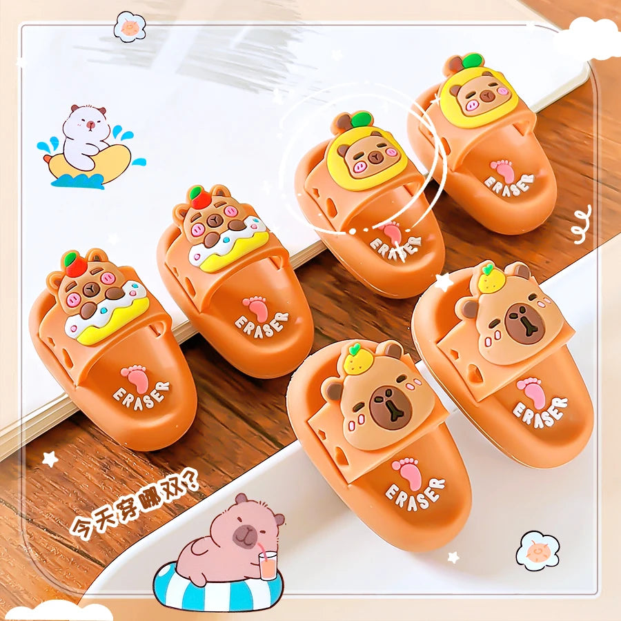 school teacher gift back to school supplies Aesthetic cute stationery Kawaii capybara funny erasers Slippers rubber cute things