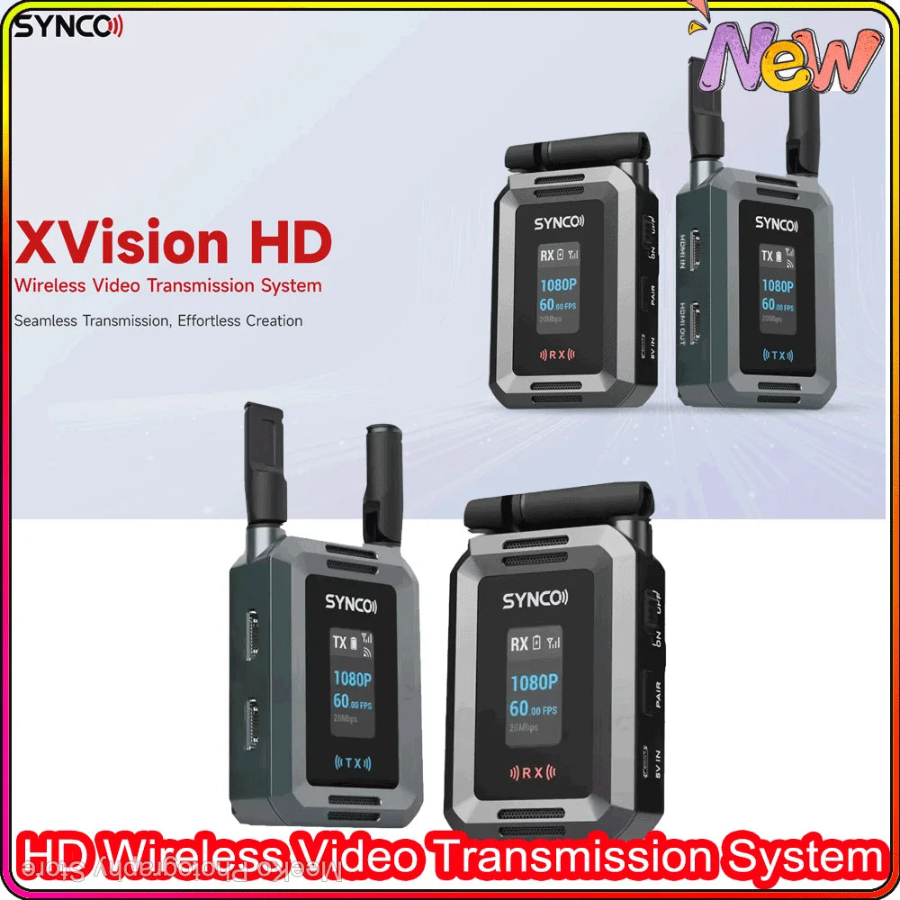 Xvison HD Wireless Video TX&RX 1080P60 UVC Streaming, 80ms Low Latency, Zero Noise for Camera/Smartphone/PC Live Streaming Synco