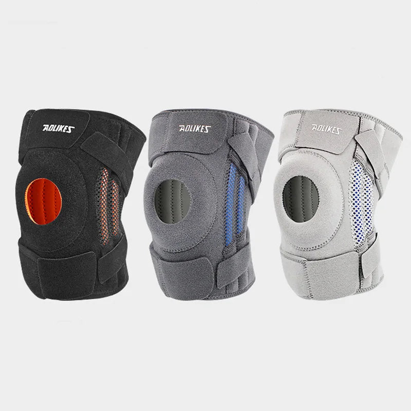 1Pc Knee Brace with Side Stabilizers Patella Gel Pads Unisex Cycling Running Climbing Knee Support Soccer Fitness Knee Pad
