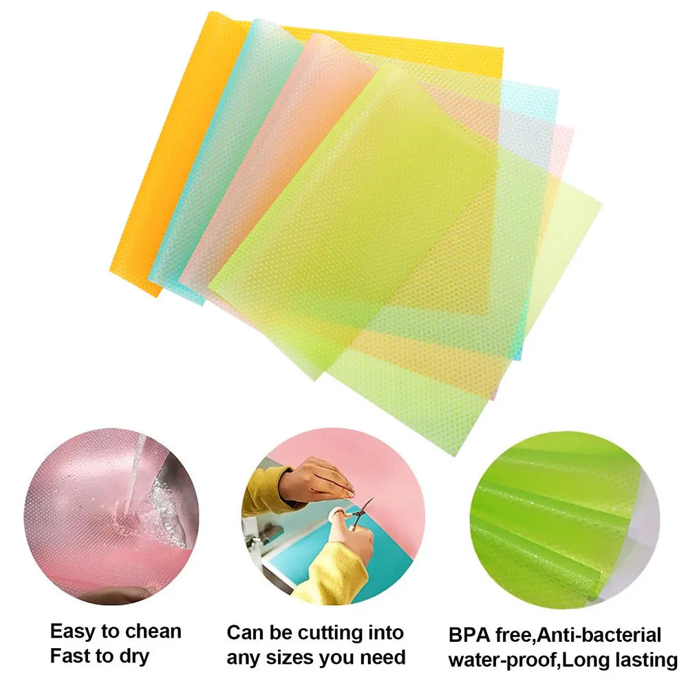 Silicone world Reusable Cabinet Mat Drawer Mat Shelf Liners Moisture-Proof Waterproof Dust Anti-Slip Fridge Kitchen Table Pad