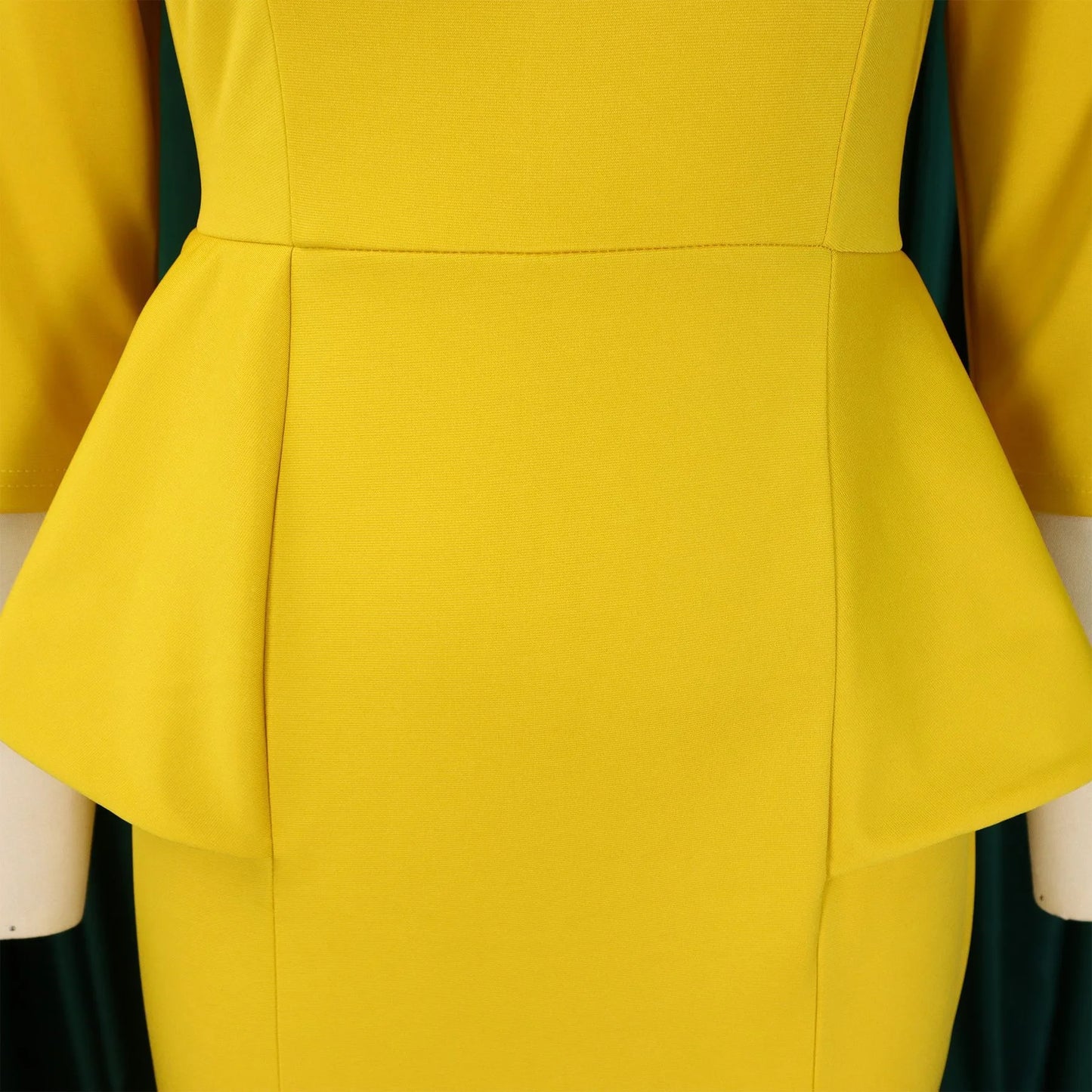 Elegant Office Dresses for Woman O Neck Full Sleeve Sheath Ruffles Package Hips Mid Calf Professional Business Work Dress Midi