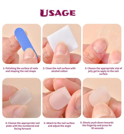 10PCS Handmade Manicure Press-On Nails French Style Medium Almond Shape with Blue Bow Design Includes Adhesive And Nail File Set