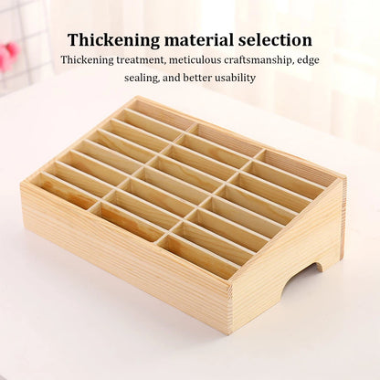 Simple Mobile Phone Storage Box Office Classroom Mobile Phone Placement Rack Wooden Multi-grid Mobile Phone Storage Box