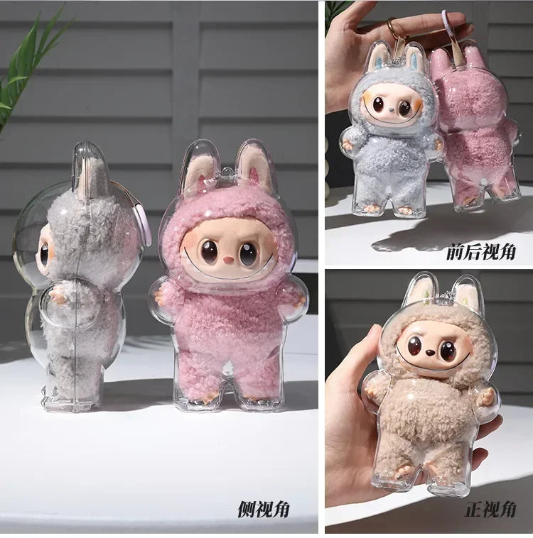 Labubu Transparent Protective Cover Stuffed Toys Cover Labubu I II Doll Display Bag Mini Portable Storage Box