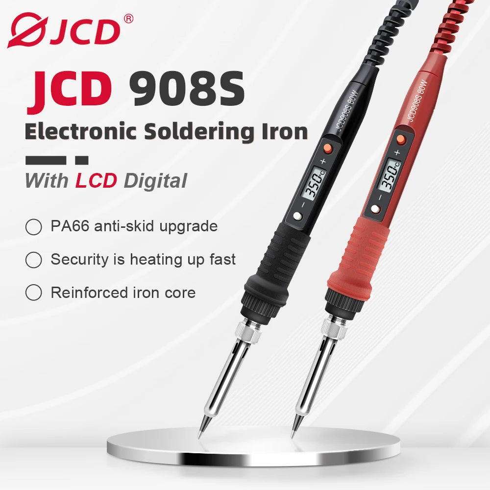 JCD 80W Electric Soldering Iron Adjustable Temperature Replaceable Soldering Iron Head Soldering Iron Pen Welding Kit 908S