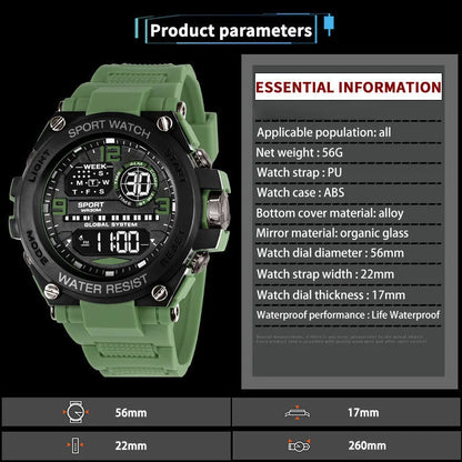 Men Waterproof  Sports Watches Multifunction Electronic Watches Anti Drop and Shock-absorbing Wristwatches