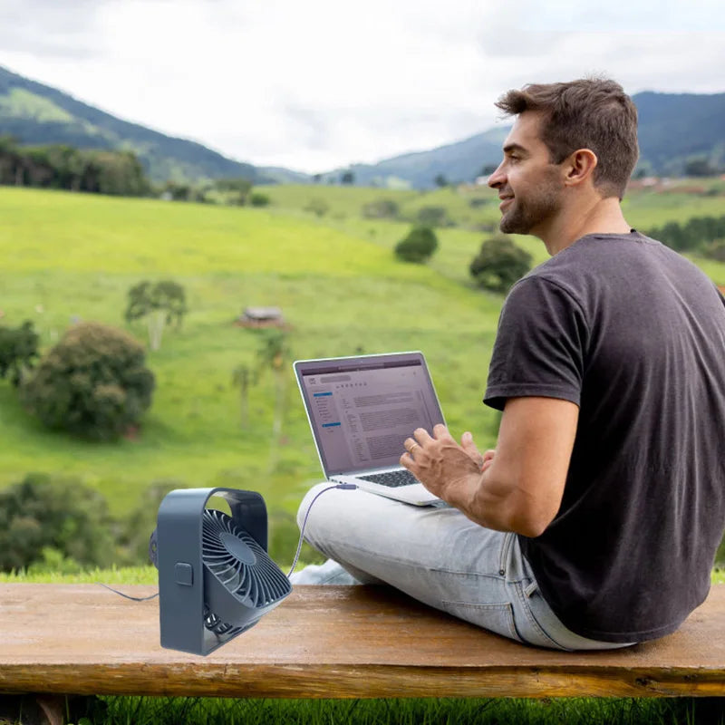 Mini Portable Fan USB Desk Fan Table Strong Airflow &Quiet Operation 3 Speed Wind 360° Rotatable Standing Fans For Room