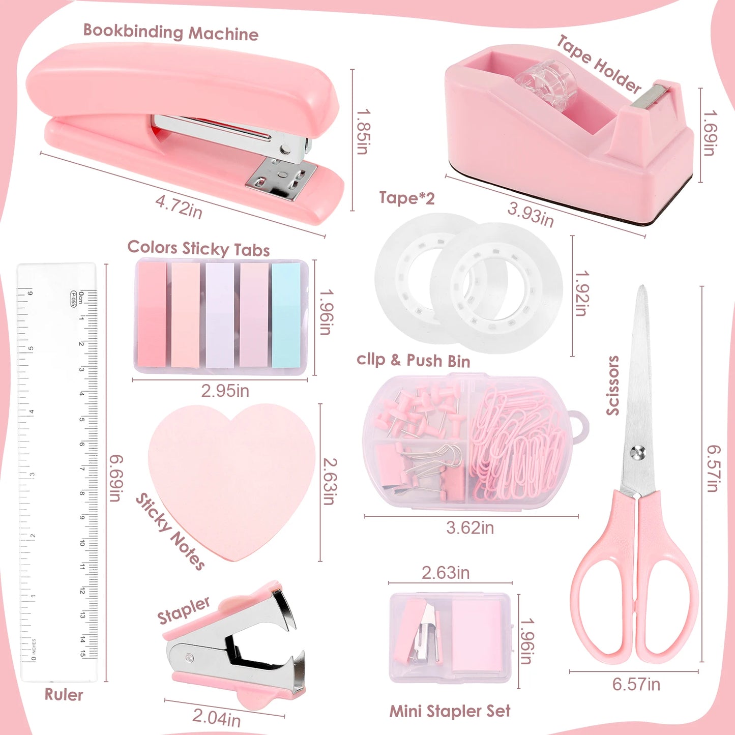 Desk Organizers Accessories Office Supplies with Stapler, Staple Remover, Clips, Scissor, Rule back-to-school Students Supplies