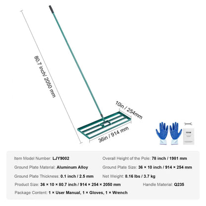 VEVOR Lawn Leveling Rake  Level Lawn Tool, Heavy-duty Lawn Leveler with  Extended Handle Yard Leveling Rake Suit