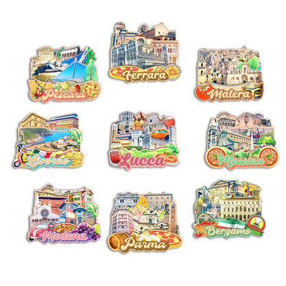 Bergamo Lucca Parma Modena Messina Livorno Matera Pescara Ferrara Italy Fridge Magnet Travel Souvenir Gift