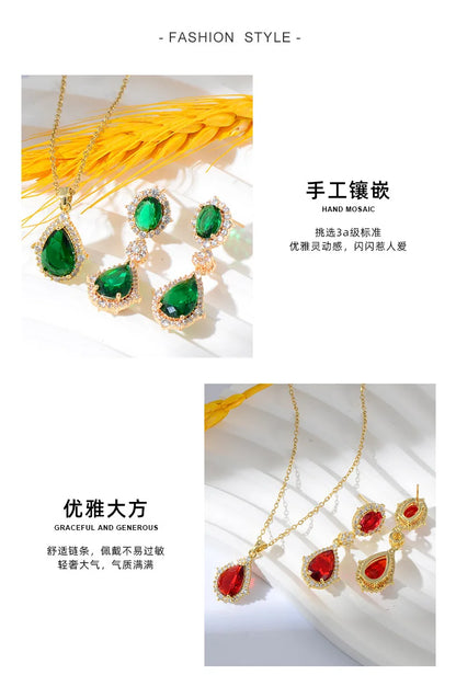 Fashion necklace accessories women's earring Jewelry sets bride's wedding zircon water drop girls earrings for women jewellery