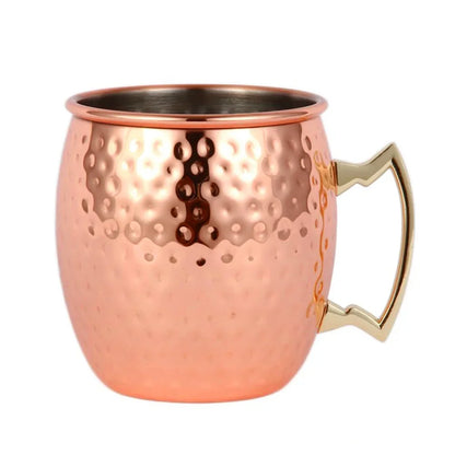 1-8PCS 500ML Moscow Mule Copper Mugs Metal Mug Cup Stainless Steel Hammered Copper Plated Beer Coffee Cup Bar Cocktail Wine Cups