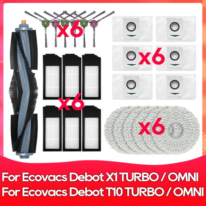 Compatible For ( Ecovacs X1 Turbo, X1 Omni, T10 Turbo, T10 Omni ) Main Side Brush Filter Mop Dust Bag Robot Vacuums Accessory
