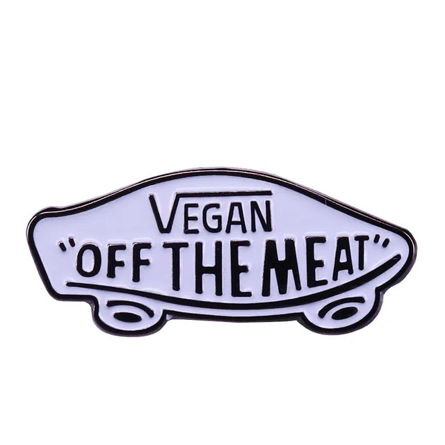 Vegan Interesting vegetarianism Enamel Pins Vegan off the meat Metal Brooch Badge Fashion Jewellery Backpack Accessory Gifts