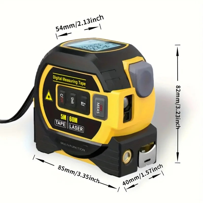 Laser Tape Measure 3In1 Digital Tape Measure 40/60M High Infrared Precision Rangefinder Steel Measuring with Large Display Tool