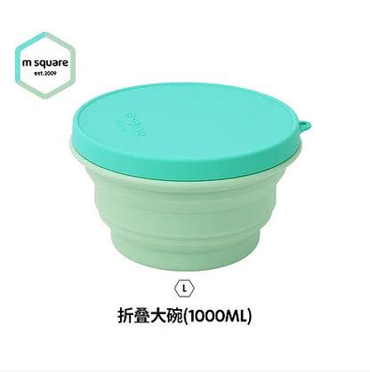 Silicone Bowl Foldable with Lid Camping Baby Travel Portable Round Large Food Container Heat Resistant Salad Bowl