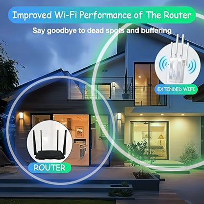 WiFi Repeater 1200Mbps Extender Dual Band Wifi Signal 2.4G 5GHz Wi-Fi Amplifier Router Long Range Booster High-Speed Bands